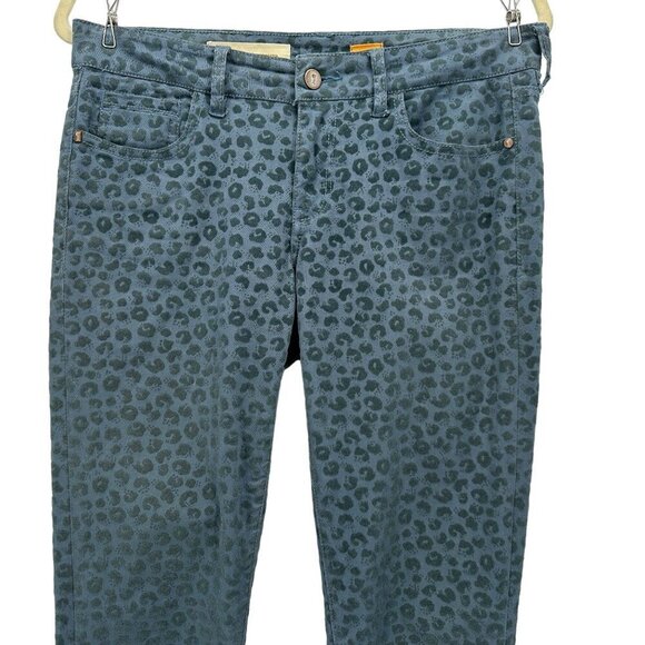 Anthropologie Pilcro Stet Leopard Print Blue Skinny Ankle Pants Womens 27 - Picture 2 of 11
